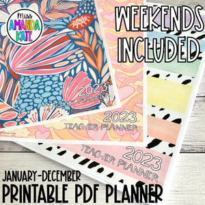 Printable 2023 Teacher Planner with Weekends Included - DIGITAL DOWNLOAD
