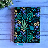 2027 Miss Amanda Kate Daily Teacher Planner with Leaves & Blooms cover and rose gold coil binding