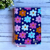 2027 Miss Amanda Kate Daily Teacher Planner with Retro Daisies cover and rose gold coil binding