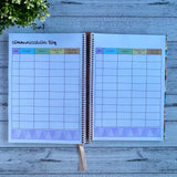 2027 Australian Teacher Planner showing communication log pages for recording student and parent contact