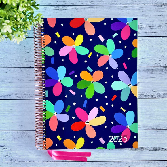 Rainbow Flowers Daily Teacher Planner 2025