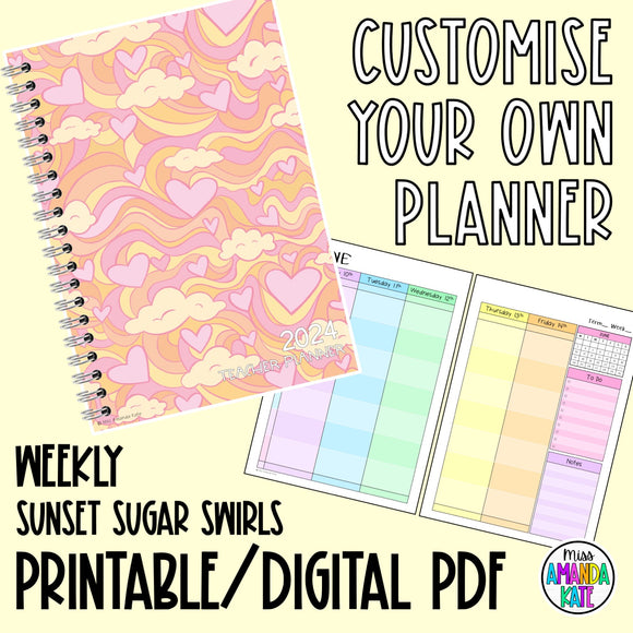 2024 Sunset Sugar Swirls Weekly Printable Planner - DIGITAL DOWNLOAD