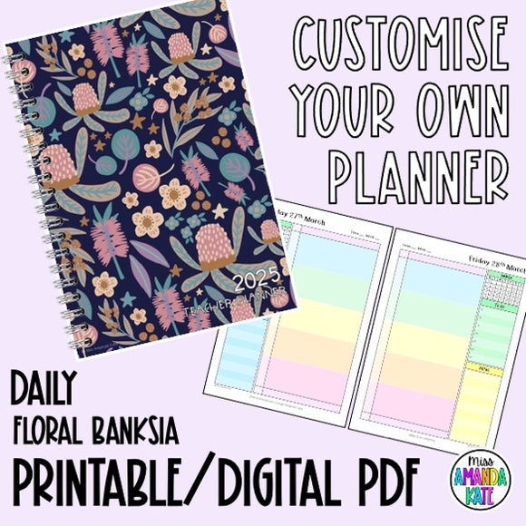 2025 Floral Banksia DAILY Printable Planner - DIGITAL DOWNLOAD