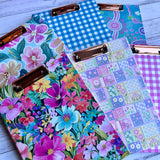 Colourful Miss Amanda Kate Teacher Clipboard Folders in a range of floral, gingham and patterned designs