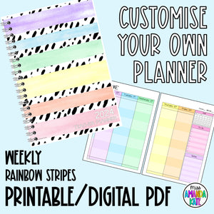 2024 Rainbow Stripes Weekly Printable Planner - DIGITAL DOWNLOAD