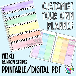 2025 Rainbow Stripes Weekly Printable Planner - DIGITAL DOWNLOAD