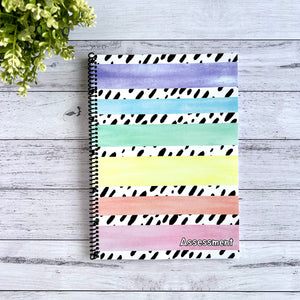Spiral Assessment Book - Rainbow Stripes Design