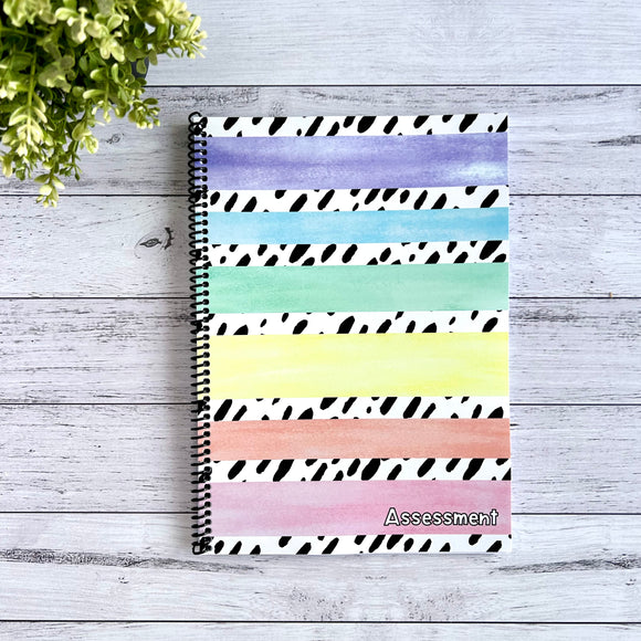 Spiral Assessment Book - Rainbow Stripes Design