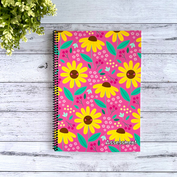 Spiral Assessment Book - Sweet Sunflower Design