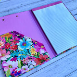 Wildflower Teacher Clipboard Folder open to show the 40-sheet lined notepad