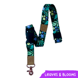 Miss Amanda Kate Leaves & Blooms Teacher Lanyard with safety release clasp and rose gold clip