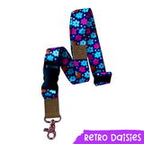 Miss Amanda Kate Retro Daisies Teacher Lanyard with safety release clasp and rose gold clip
