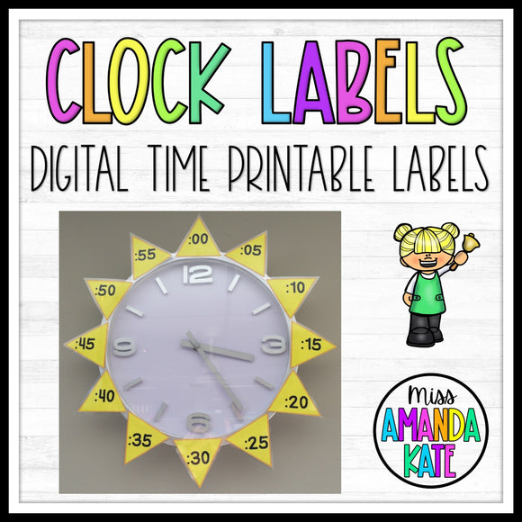 Printable Clock Labels: Learn Digital Time - DIGITAL DOWNLOAD – Miss ...