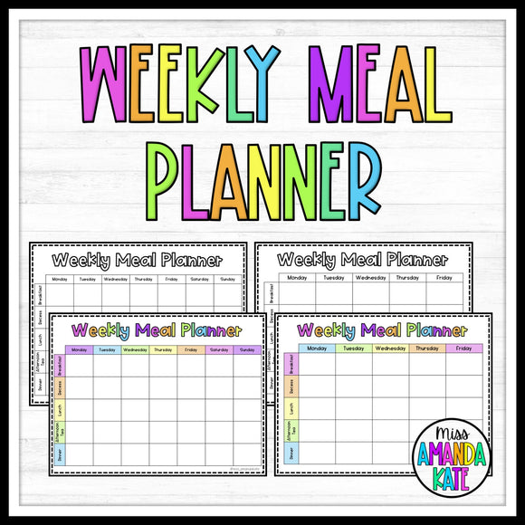 Weekly Meal Planner - DIGITAL DOWNLOAD