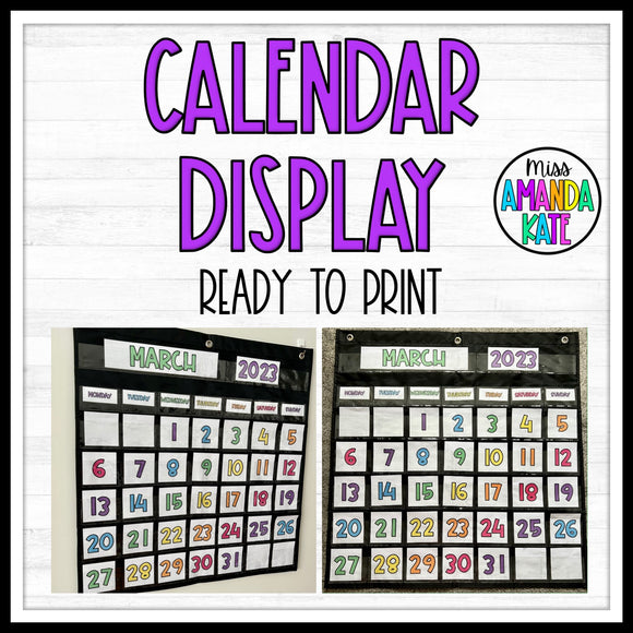 Classroom Calendar Display - DIGITAL DOWNLOAD