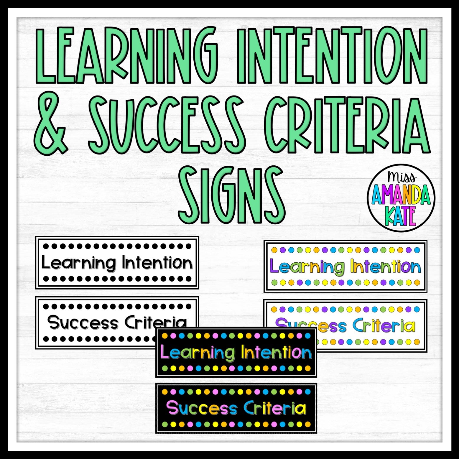 Learning Intension Sign Learning Intention and Success Criteria Display Signs - DIGITAL DOWNLO ...
