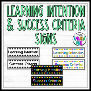 Learning Intention and Success Criteria Display Signs - DIGITAL DOWNLOAD